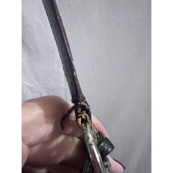 Brighton Vintage Black Pebble Brown Croc Leather Peyton Shoulder Bag 12 X 9 - Picture 10 of 14